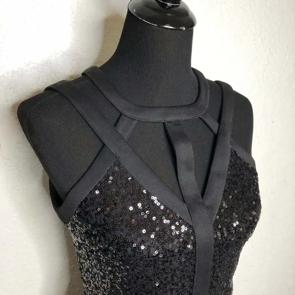 Guess black cutout sequin sleeveless sheath mini dress size 4 NWT